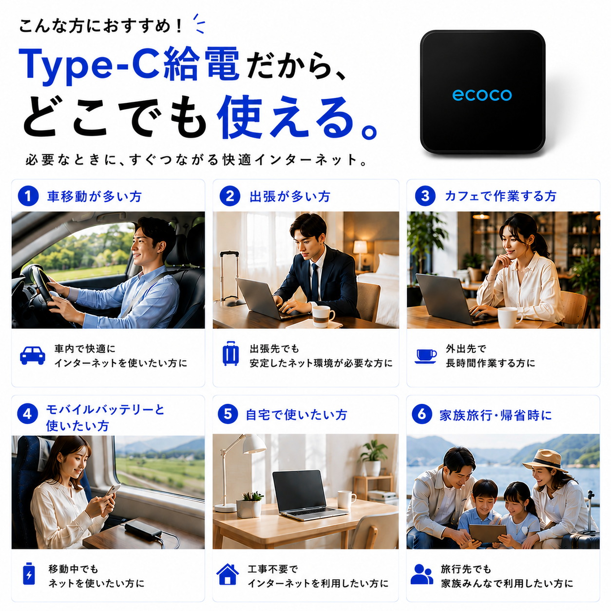 ecoco TD20　給電型ポケットWi-Fi