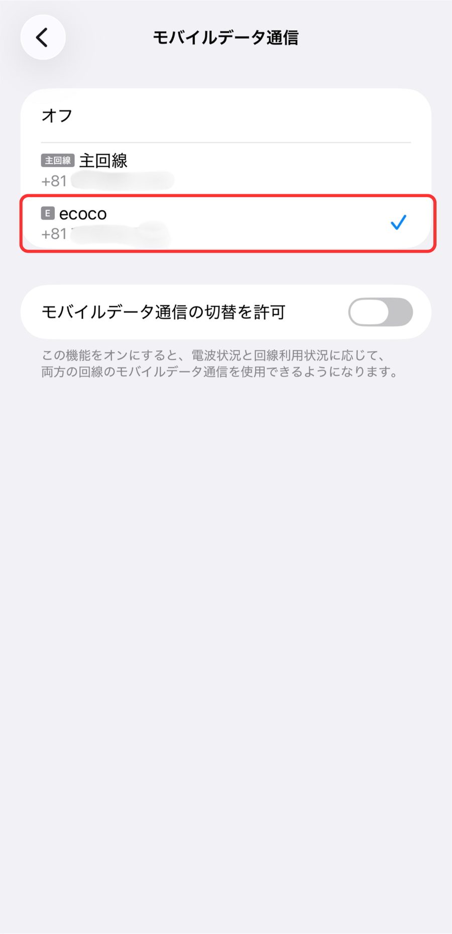 iPhone モバイル通信設定 STEP2