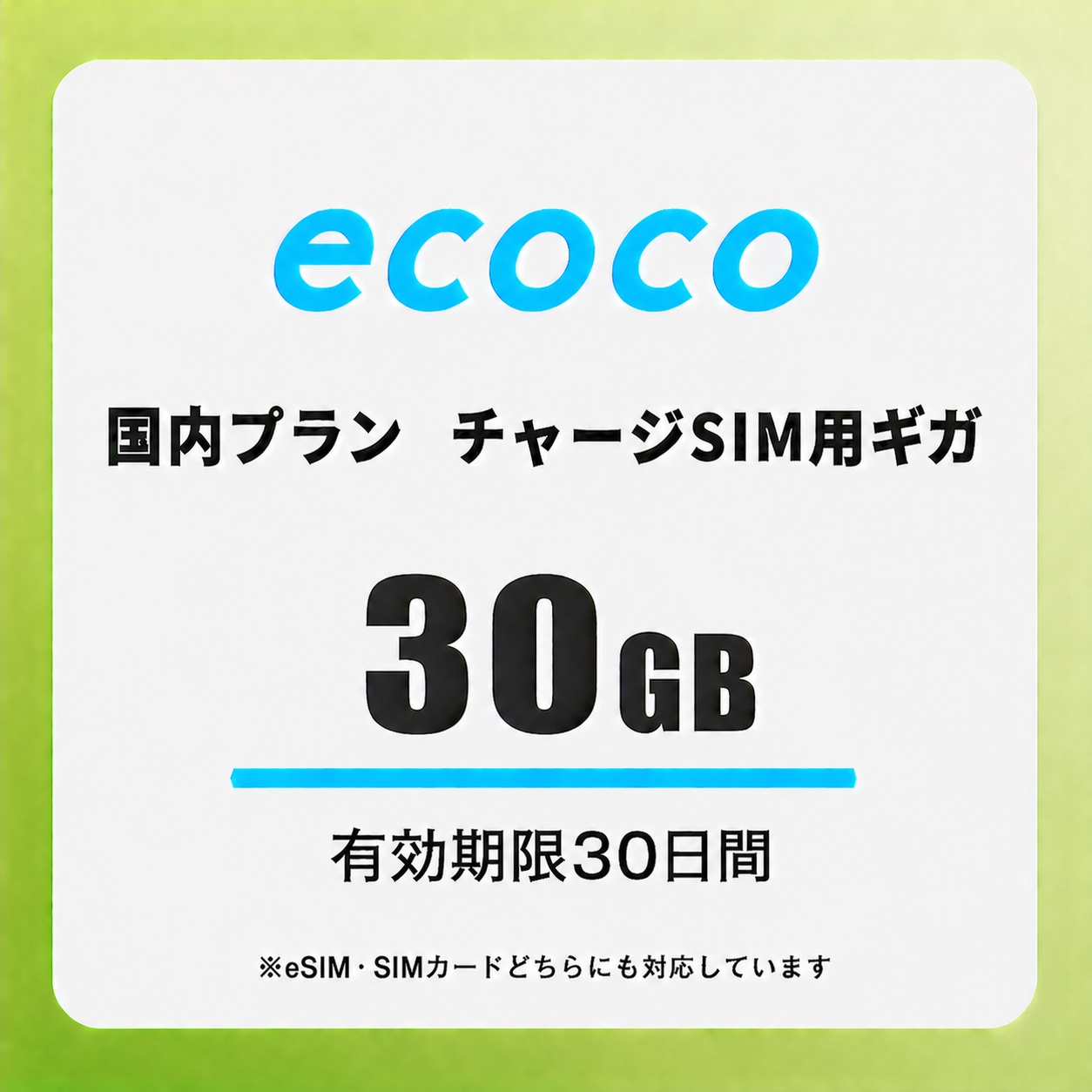 【チャージSIM専用】追加データチャージ 30日プラン