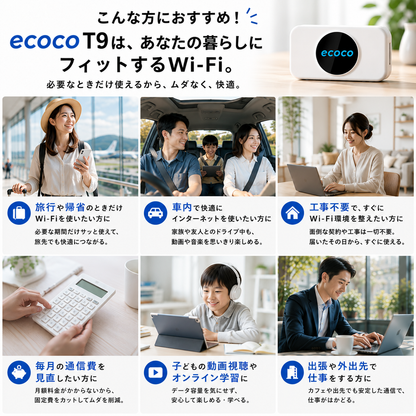 ecoco T9 充電型ポケットWi-Fi