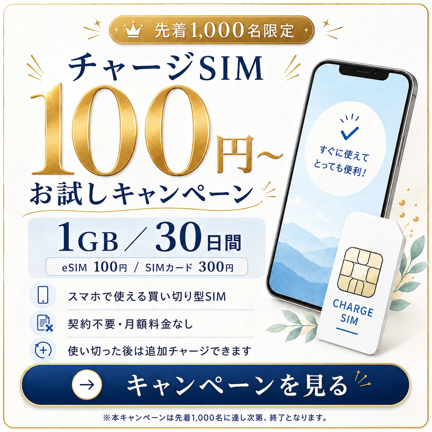チャージSIMを特別価格でお試し