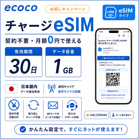 【キャンペーン】ecoco チャージSIM eSIM