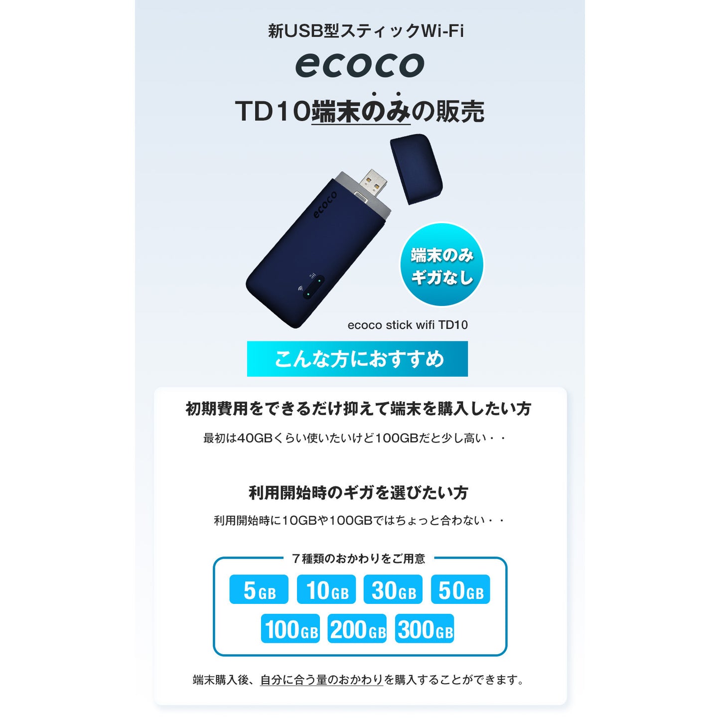 ecocoスティックWi-Fi　端末のみ